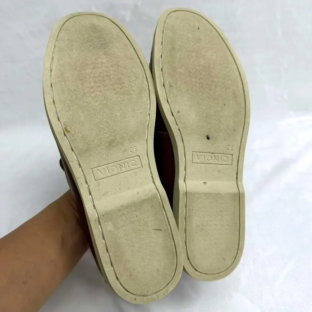 Vionic Lloyd Boat Shoes Oxfords Mens Brown Leather Casual Ortho Comfort sz 7